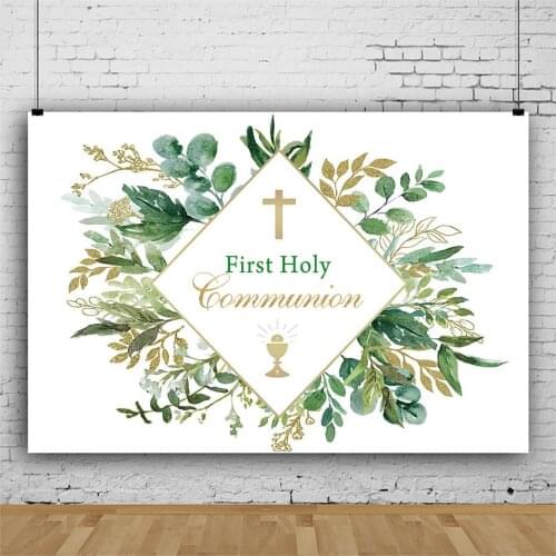 Laeacco My First Holy Communion Photographic Background Plant Flowers Baby Shower Baptism Personalized Poster Photo Backdrops