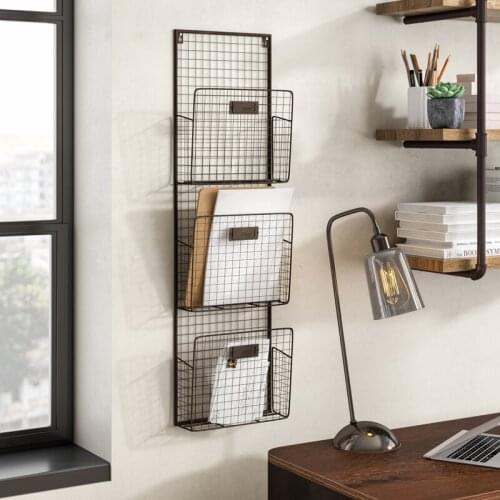 Metal Wall Rack Bookshelf 3 Eyed Magazine Rack WD-233