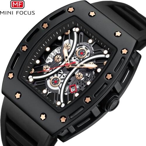 Cone Fashion Quartz Watches Boxed MINI FOCUS Men Watches Luxury Business Design Quartz Sports Silicone Waterproof Watch