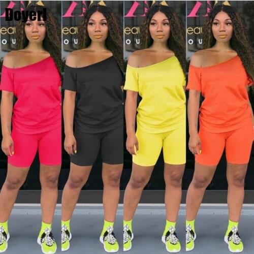 Plus Size 2 Piece Set Women 5xl Summer Two Piece Short Set for Women Tracksuit Casual Lounge Wear Sport Biker Shorts Set 2020