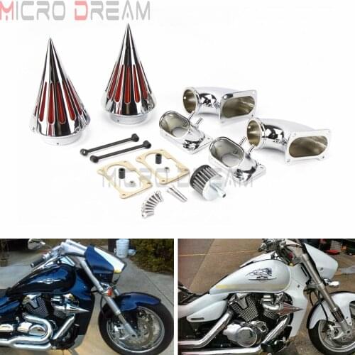 Motorcycle Dual Air Cleaner For Suzuki Boulevard M109 M109R 1983-2017 2018 19 Chrome Twin Washable Air Fliter Intake Kit