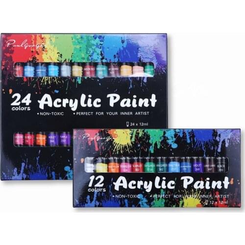 Acrylic Paint Set of 24(12ml 0.4 fl oz) for Fabrics Painting Clothing Pigments Non-Fading Non-Toxic Professional Artist Painting