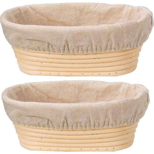 Bread Proofing Baskets Set of 2 10 inch Oval Shaped Dough Proofing Bowls w/Liners Perfect for Professional & Home Sourdough