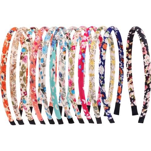 New DIY Satin Girls Hair Bands Floral Print Hairbands For Kids Style Women Daily Party Hair Accessories Headwear