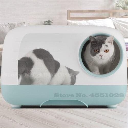 Cat Bedpan Cat Litter Box Fully Enclosed Deodorant Pet Toilet with Shovel Large Space Cat Litter Tray Drawer Design Within 10kg