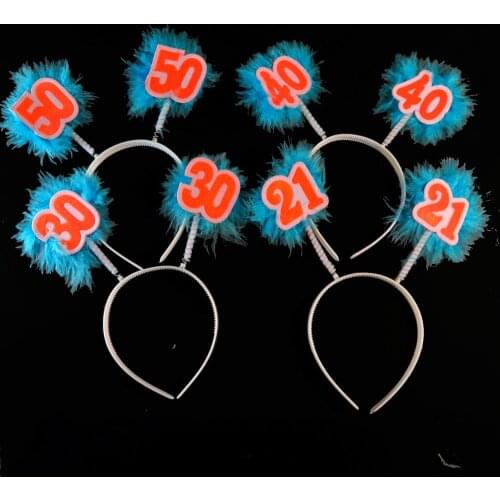 Birthday DIY decoration blue feather white headband Anniversary orange 21 30 40 50 happy birthday event party supplies