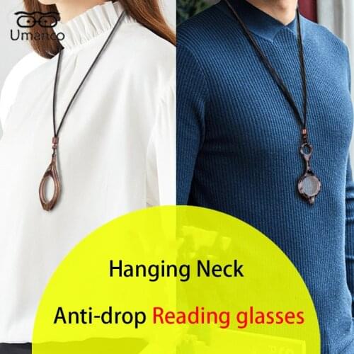 Foldable Hanging Neck Reading Glasses Women Men Round Pendant Necklace Eyeglaasses Presbyopic Hyperopia Eyeglasses +1.0 To +4.0