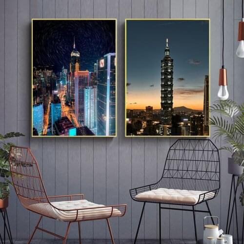 Modern Home Decoration Canvas Picture On The Wall City Landscape Night View Posters On The Wall Frameless Painting for Room