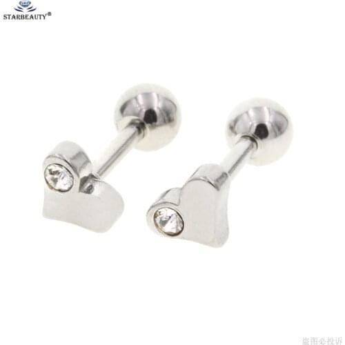 Starbeauty 2pcs 1.2x6mm Bijoux Heart Helix Cartilage Earrings 16G Nose Piercing Tragus Piercing Earring Oreja Stud Pircing Ball