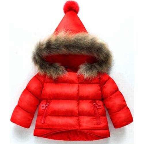 Autumn Winter Girls Warm Jacket Girls Christmas Coat Toddler Baby Girls Jacket Fur Collar Kids Hooded Outerwear Infant Kids Coat