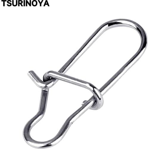 TSURINOYA 100pcs Stainless Steel Snap Fishing Barrel Swivel Safety Snaps Hooks Fishhook Fishing Tackle Box Accessory tool lures