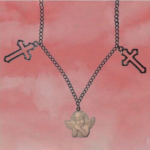 Y2K Jewelry Cross Cupid Angel Necklace For Women Metal Punk Vintage Harajuku Necklace Charm 90s Aesthetic Gifts New 2021