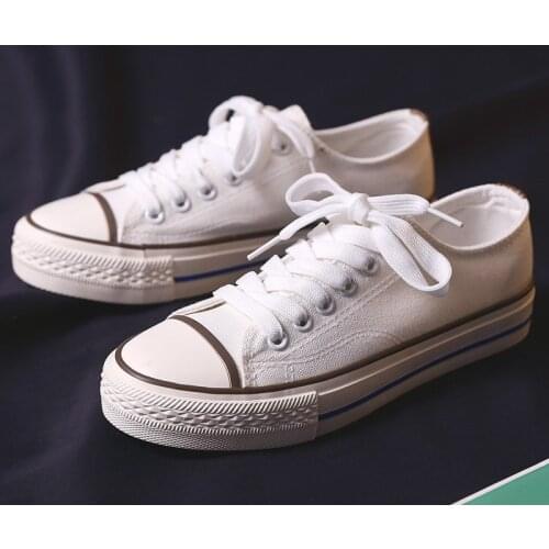 Lace-Up Flat Sole Black White Sneakers for Girls Flats Shoes Women Hot Sale Casual Canvas Shoes Woman Sneakers Zapatillas Mujer