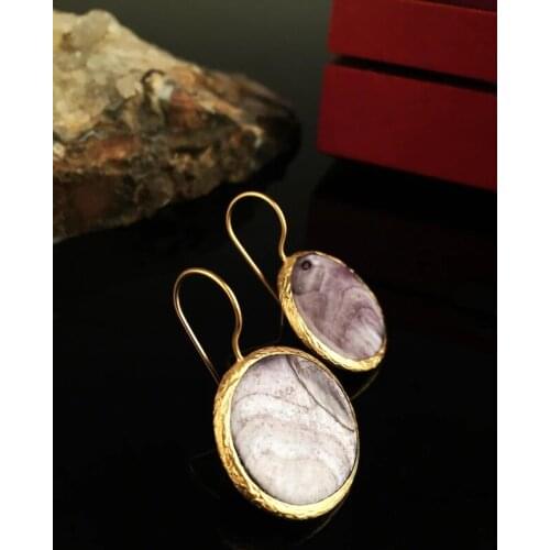 Dr Stone Natural Stone Women 'S Pearl Stone Gold Plated Earrings XKRB40 373144779