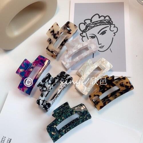 Female Korean ins net red ponytail vertical clip elegant temperament large back head catch tortoiseshell acetate hair catch