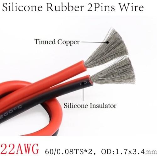 1M 22AWG 2Pins Ultra Soft Silicone Rubber Copper Electric Wire Black Red LED Lighting Lamp DIY Connector Cable Extension Line