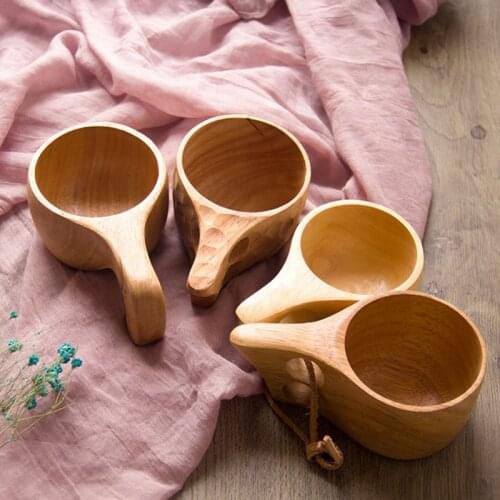 1PC Coffee Cup Japanese Styles Natural Jujube Wood Tea Cup With Handgrip Milk Travel Wine Beer Cups For Home Bar Kitchen Gadgets