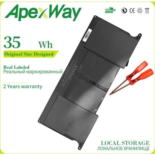 Apexway 35WH 7.3v laptop battery for apple Macbook Air 11" A1406 A1465 A1495 MC968 MC969 MC505 MC506+screwdrivers battery