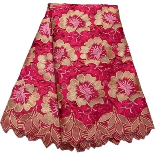 Free Shipping Pink High quality African wedding lace fabric 5 Yards embroidered Swiss Voile Lace-N88209