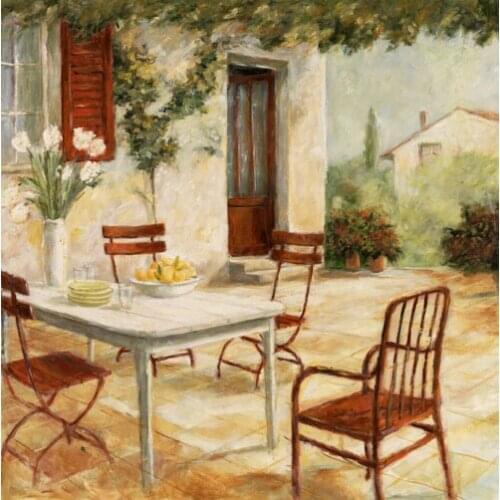 Free shipping Mediterranean style housing rest garden landscape oil painting canvas printings on canvas art decoration picture