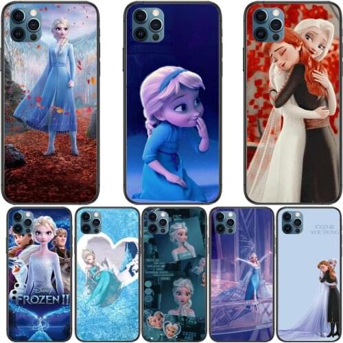 Elsa and Anna Frozen Anime Phone Cases cover For iphone 11 Pro Max case 12 8 7 6 S XR PLUS X XS SE 2020 mini black cell shell f