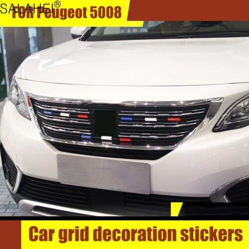 For Peugeot 5008 408 New 308 301 2008 308S 3008 Model 9Pcs Three-Color Middle Mesh Strip Network Decoration Stickers Accessories