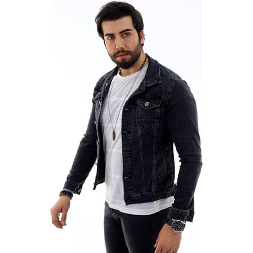 Mens Lycra Smoked Cowboy Denim Jacket 2021 Trend Bomber Jackets Slim Fit Pocket Buttoned Casual Flexible Outerwear Young Style