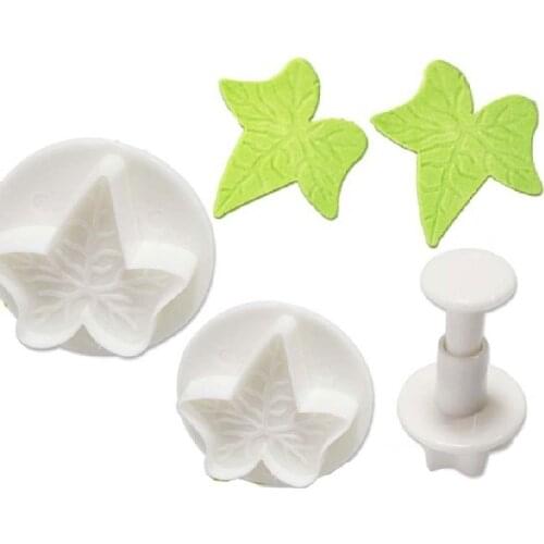 Christmas Bakeware 3Pcs/Set Maple Leaf Shape Fondant Cookie Cake Sugarcraft Plunger Cutters Mold Tools Specialized Baking Mold