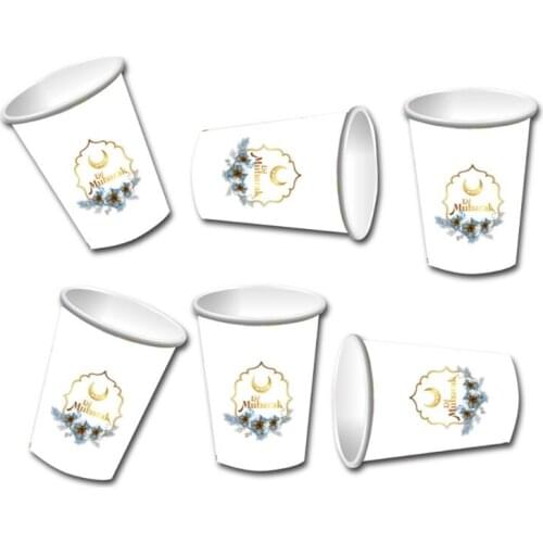 Mubarak Disposable Tableware Paper Plate Cup Napkin Ramadan Mubarak Muslim Islam