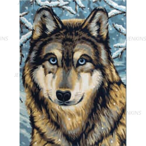 Jenkins 5D Diy Diamond Painting Animales Wolf Embroidery Mosaic Craft Kits Cross Stitch Large Wolf Art Home Decor Rhinestone