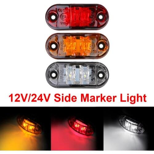 Red Yellow White LED Side Marker Lamp 1 Pair Side Clearance Marker Lamp For Trailer Truck Caravan 12V- 24V Warning Lights