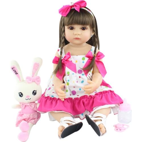 55 CM New Face Full Silicone Body Reborn Baby Doll Lifelike Newborn Princess Toddler Bebe Boneca Bathe Toy Child Birthday Gift