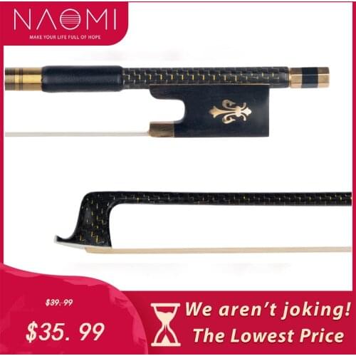 NAOMI Master Braided Carbon Fiber Bow 4/4 Violin Bow With Ebony Fleur-de-Lis Frog White Horsehair Performance Level