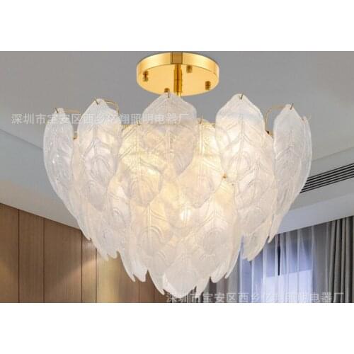 Chandelier Nordic Postmodern Simple Creative Personality Glass Leaf Villa Bedroom Dining Room Living Room Lamp