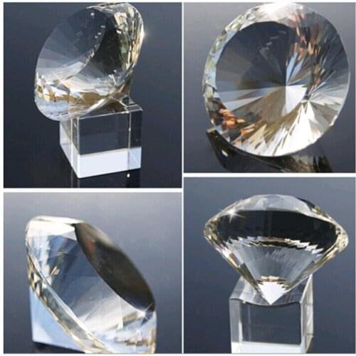 Multifaceted Clear Color Crystal Diamond Shape Paperweight Glass Gem Display Ornament Wedding Home Decor Art Craft Romantic Gift