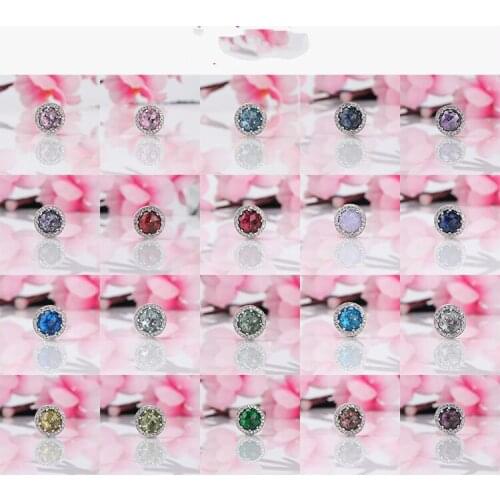 Fashion Charms Round Shiny Opal Beads 925 Sterling Silver Fit Original Pans 1:1 Bracelet Bangles Jewelry Diy Making Necklace