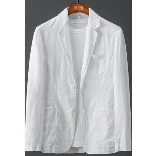 Mens Youth Self-Cultivation Fashion Flax 100% Casual Business Thin Section Comfortable And Breathable Single Suit Jacket