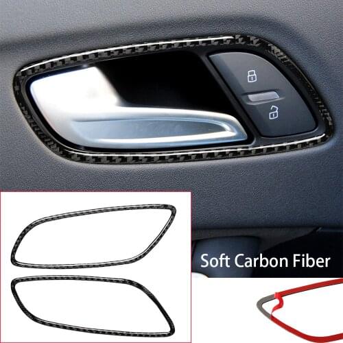 Soft Real Carbon Fiber Inner Door Handle Bowl Cover For Audi TT 8N 8J MK123 TTRS 2008-2014