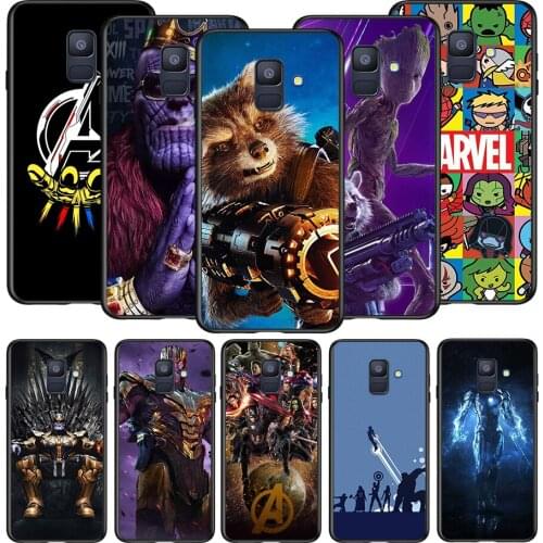 Marvel The Avengers Soft TPU For Samsung Galaxy A8 A9 A7 A750 A6 A5 A3 A6S A8S Star Plus 2016 2017 2018 Black Phone Case