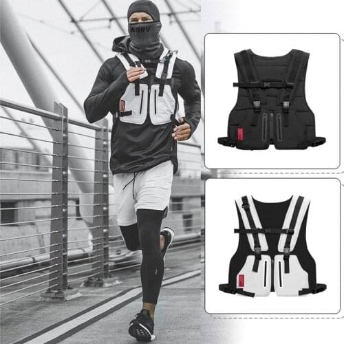 Outdoor Hip Hop Sports Running Vest Men Fitness Protective Reflective Cycling Fishing Top Vests Military Tactical Chest Bag Vest