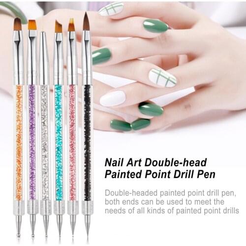6Pcs/Set Nail Brushes Set Painting Drawing Pen Gradient Nail Art Liner Brush Nail Pen Double-head Painted Point Drill Pen Set