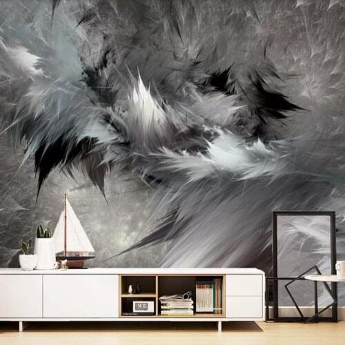 Custom 3D mural wallpaper Nordic abstract art black and white feather stereo background wall background wall