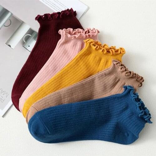 Fashion Lace Ruffles Soft Cotton Women Socks Top Quality Spring Summer Cute Socks Sweet Princess Girl Cozy Lovely Frilled Socks