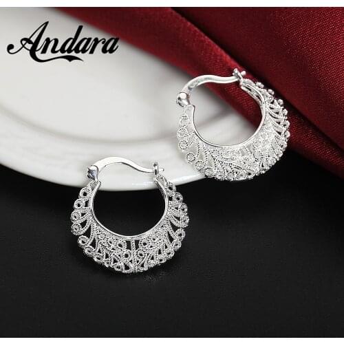 New 925 Sterling Silver Earrings Mesh Fashion Earrings Dress Woman Glamour Jewelry Gift