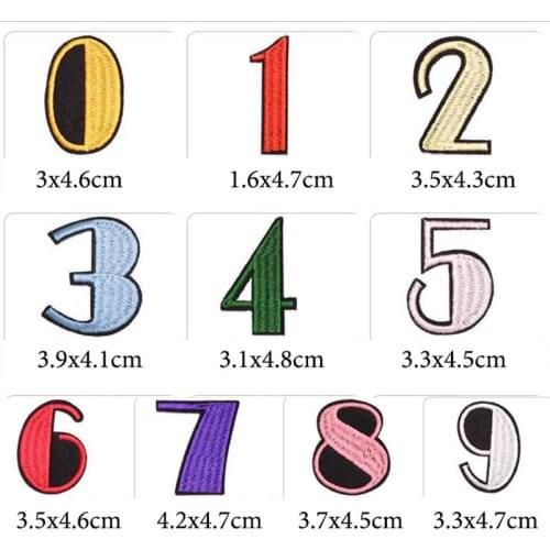 New Brand 0-9 Numbers Fabric Badge Patches for Clothing Iron on Embroidered Sewing Applique Sew On DIY Apparel gift Accessories