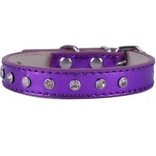 Rhinestones Diamante Dog Collar Pu Leather Adjustable Buckle Crystal Studded Accessories Pet Collar Necklace