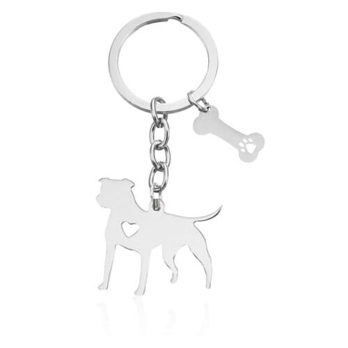 Shepherd Dog pendant keychain with bone