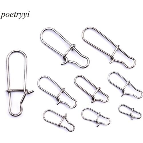 POETRYYI 10PCS 0#-8# Size Safety Snaps Fishing Swivel Hook Connector Stainless Steel Hook Lock Snap Swivels Solid Rings Y20