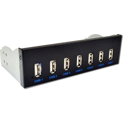 USB HUB USB 2.0 Hub 7 Port Splitter USB 2.0 Front Panel 5.25 CD-ROM Drive Bay Bracket Expansion Adapter Connector for Windows XP