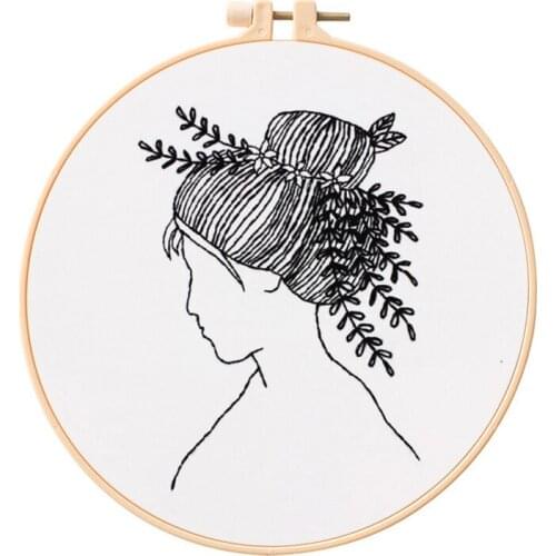 Embroidery Starter Set, Female Embroidery Pattern Designs, Embroidery Hoop, Embroidery Kits for Adults, Hand Embroidery Kits